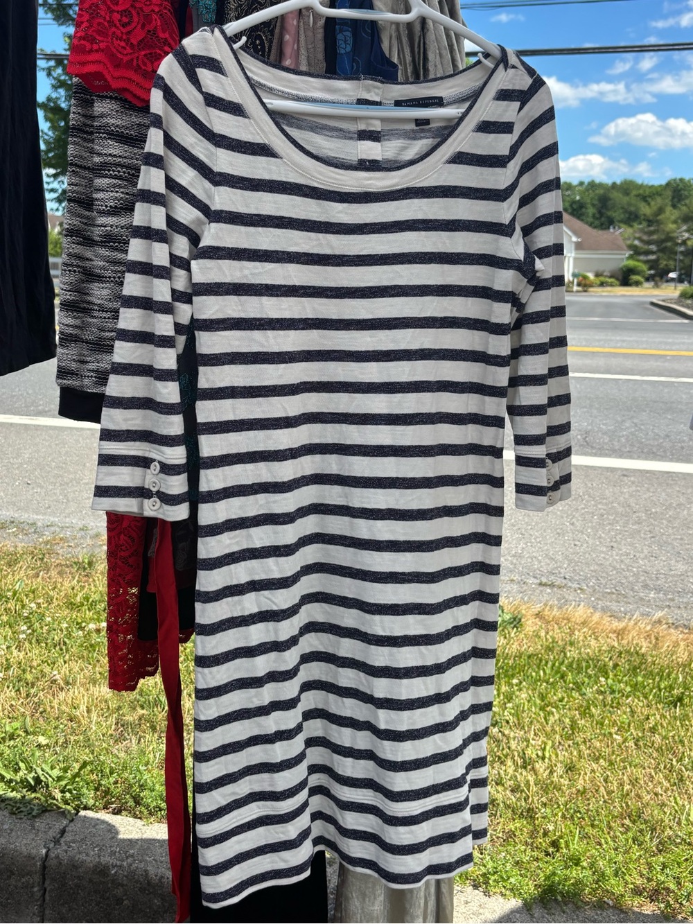 Banana Republic Navy and White Striped Dress